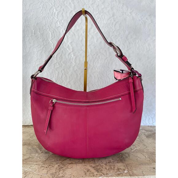 Coach Large Ergo Pleated hobo/soho raspberry Leather Shoulder Bag F13731 - Picture 3 of 13